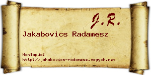 Jakabovics Radamesz névjegykártya